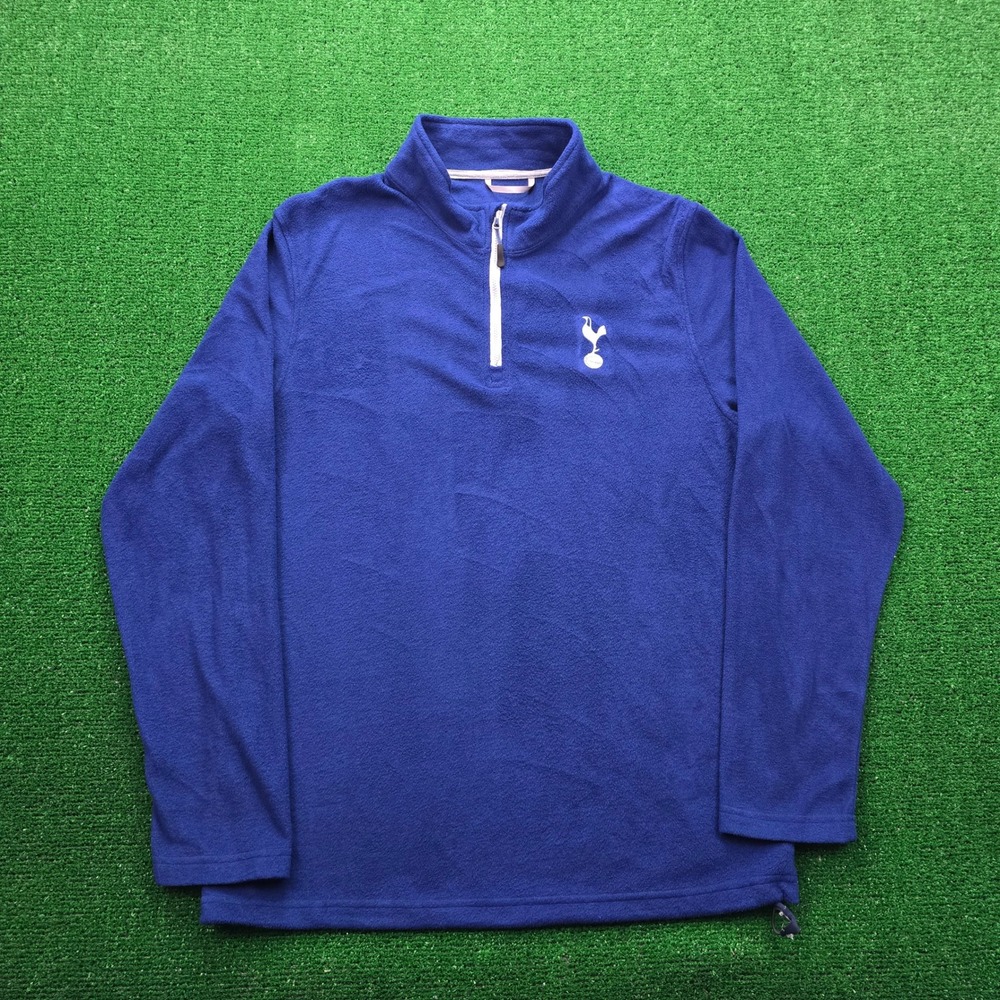 Tottenham Hotspur Sweatshirt Mens Medium Blue Fleece Quarter Zip Pullover Soccer